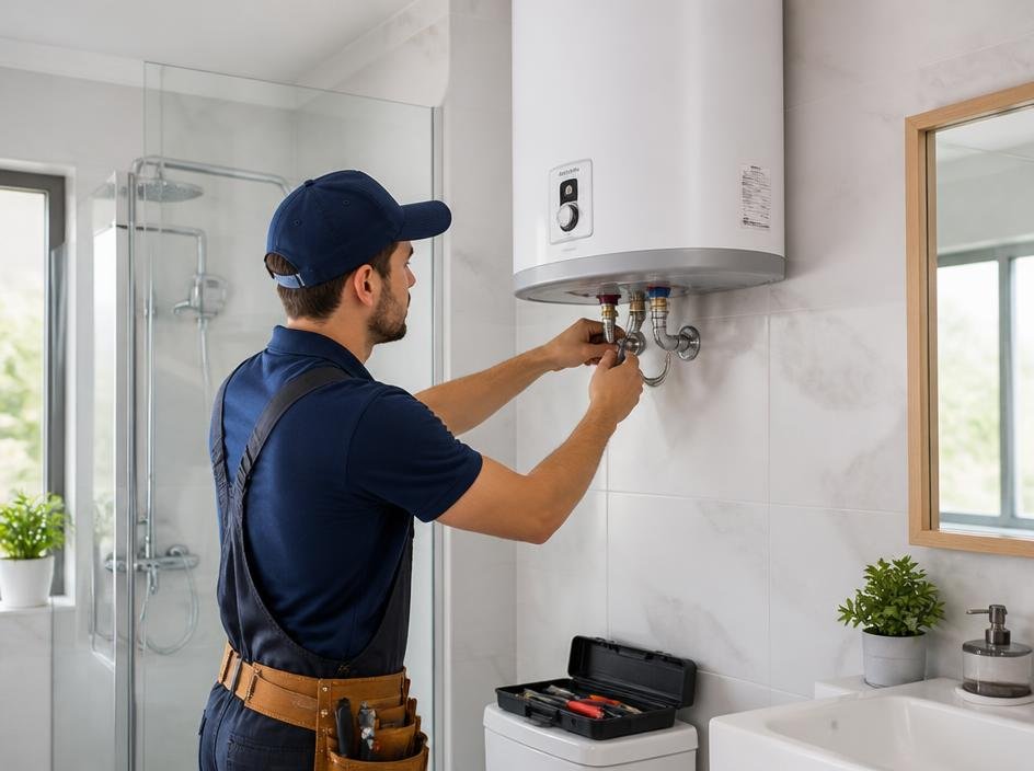 Instalação de aquecedor elétrico em banheiro moderno